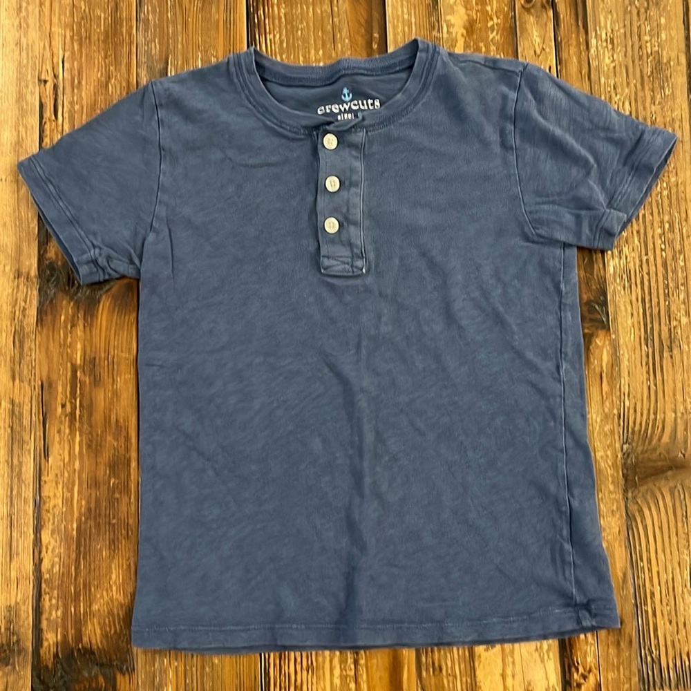 J Crew boys blue henley, size 8.